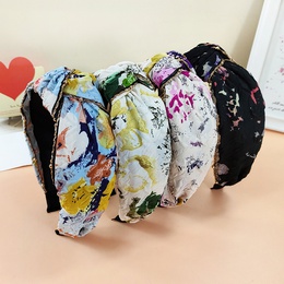 New Style Metal Chain Tiedye Printing Wide Edge Fabric Hairbandpicture13