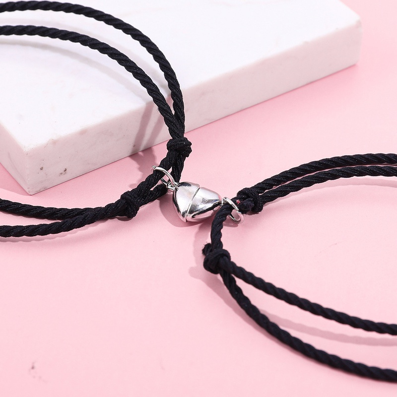 2020 New Simple Black Double Layer Chain Heart Titanium Steel Fine Bracelet