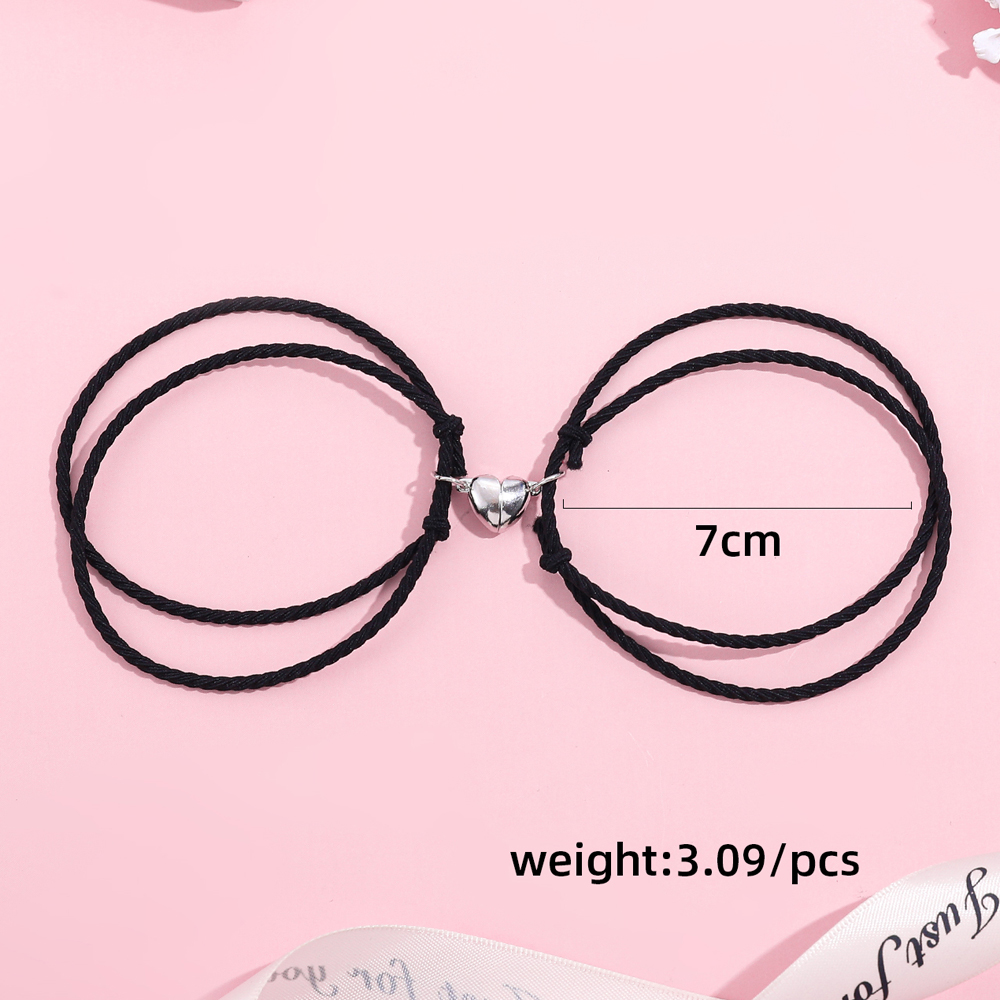 2020 New Simple Black Double Layer Chain Heart Titanium Steel Fine Braceletpicture4