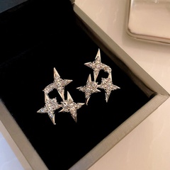 Fashion Simple Inlaid Diamond Geometric Stars Women Alloy Earrings