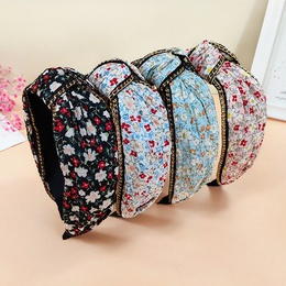 Vintage Style Wide edge metal Chain Floral print fabric headbandpicture14