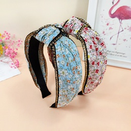 Vintage Style Wide edge metal Chain Floral print fabric headbandpicture8