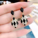 Fashion New Geometric Oil Dripping Chessboard Plaid Black and White Plaid Alloy Earringspicture7
