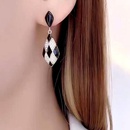 Fashion New Geometric Oil Dripping Chessboard Plaid Black and White Plaid Alloy Earringspicture8