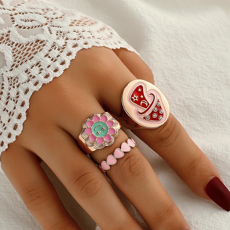 Ins estilo Seta en forma de corazón anillo creativo de aleación goteo aceite color anillo de moda's discount tags