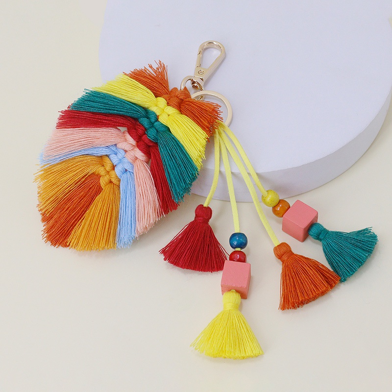 Mode Ethnischen Stil Quaste Anhnger Blatt Tasche Ornamente Kreative Keychain