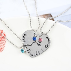 Fashion Heart Shape Rhinestone Best Friends Forever Combination Necklace 3 Pieces Set