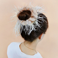 New Feather Large Hair Band Furry Hair Rope Wide Edge Solid Color