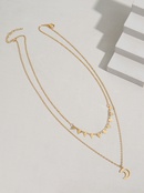2022 nuevo estilo de acero inoxidable 18K chapado en oro geomtrico Luna colgante collar de doble capapicture7
