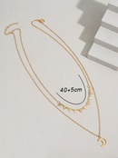 2022 nuevo estilo de acero inoxidable 18K chapado en oro geomtrico Luna colgante collar de doble capapicture9