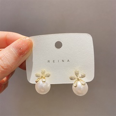 New Fashion Simple Flower Pearl Small Alloy Ear Studs Earrings