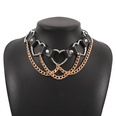 simple hiphop punk exaggerated metal texture PU heart shaped necklacepicture13