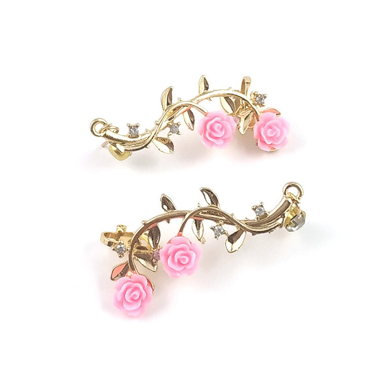 Fashion Creative Leaf Rose Pattern Stud Earrings Ornament