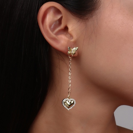 Mode nouveau style coeur pendentif Papillon Gland Pendentif incrusté strass Boucles D'oreilles's discount tags
