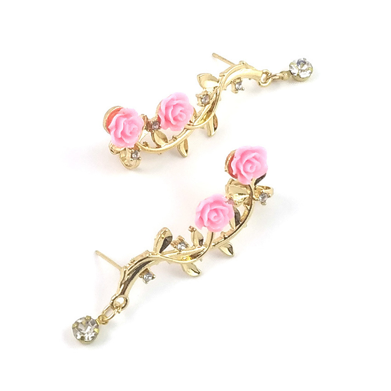 Fashion Creative Leaf Rose Pattern Stud Earrings Ornamentpicture2