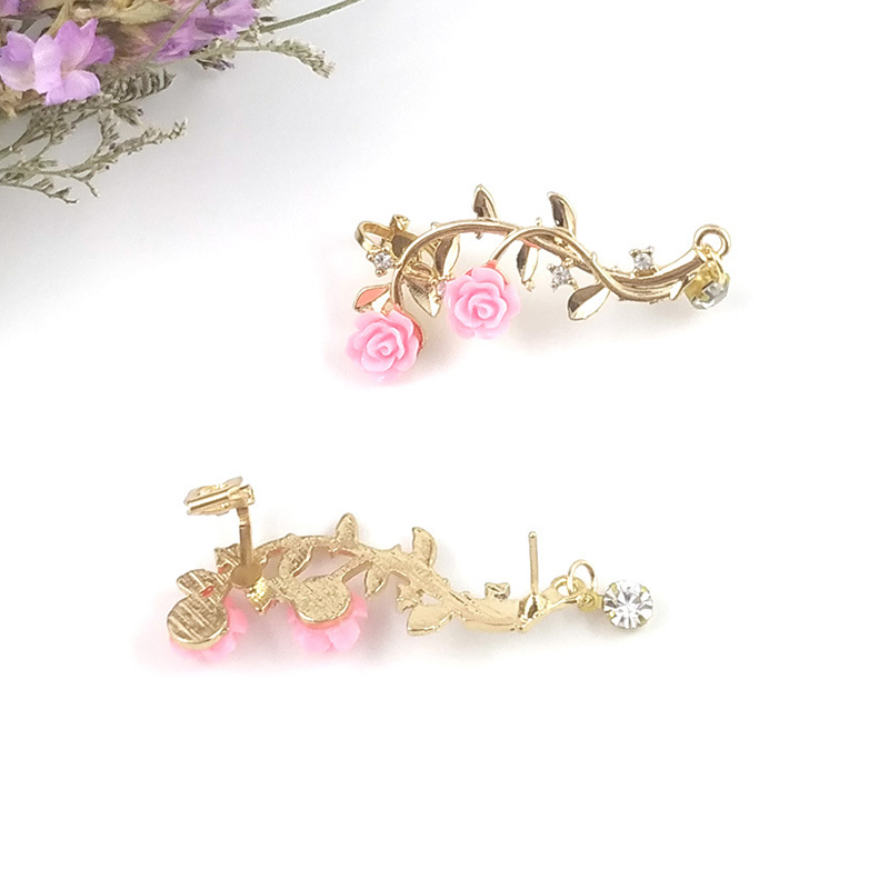 Fashion Creative Leaf Rose Pattern Stud Earrings Ornamentpicture4