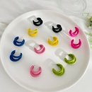 Koreanischen Stil Sigkeiten Farbe Kreis Ohrringe Geometrische DreiSchicht Halbe Ring Legierung Ohrringepicture12