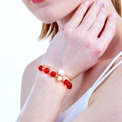 Mode Süßwasser Perle Kupfer Galvani 18K Gold Doppel Schicht Armband