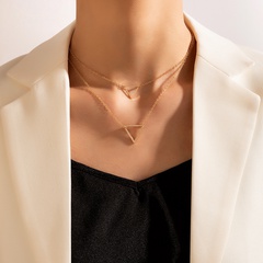 Fashion Ornament Triangle Hollow Double Layer Simple Geometric Alloy Alloy Necklace