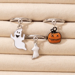 New White Ghost Orange Pumpkin Ghost Halloween Alloy Ring 3-Piece Set