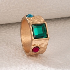 Mode Neue Ornament Grün Diamant-Besetzt Smaragd Knuckle Legierung Ring