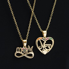 fashion Heart shape letter Mama Pendant Copper Gold-Plated inlaid zircon necklace