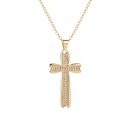 Fashion Copper Gold Plated Inlaid Zircon Cross pendant Necklacepicture8