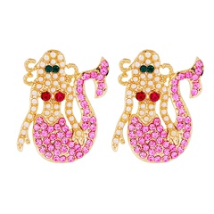 Fashion Creative Cute Mermaid Cartoon Pink Female Alloy Earrings