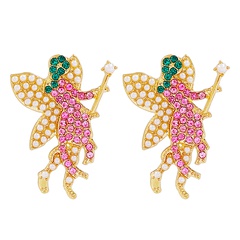 Fashion New Creative Cute Pink Geometric Rhinestone Alloy Earrings