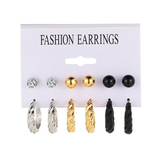 Fashion Simple Geometric Thread Metal Ear Stud Earrings Set Wholesale