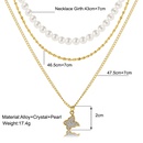 Moda creativa Zircon incrustaciones mariposa colgante perla tres capas collar femeninopicture4