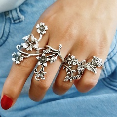 Mode Kreative Silber Hohle Blume Muster frauen Ring Set