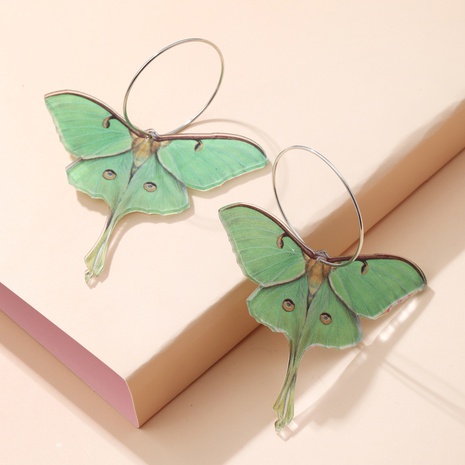 Fashion Elegant Acrylic Green Butterfly Pendant Earing Female's discount tags