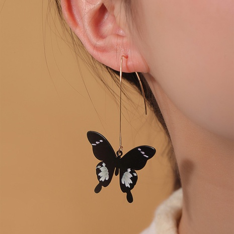 Mode Simple Imprimé Noir Papillon Alliage Boucles D'oreilles En Gros's discount tags