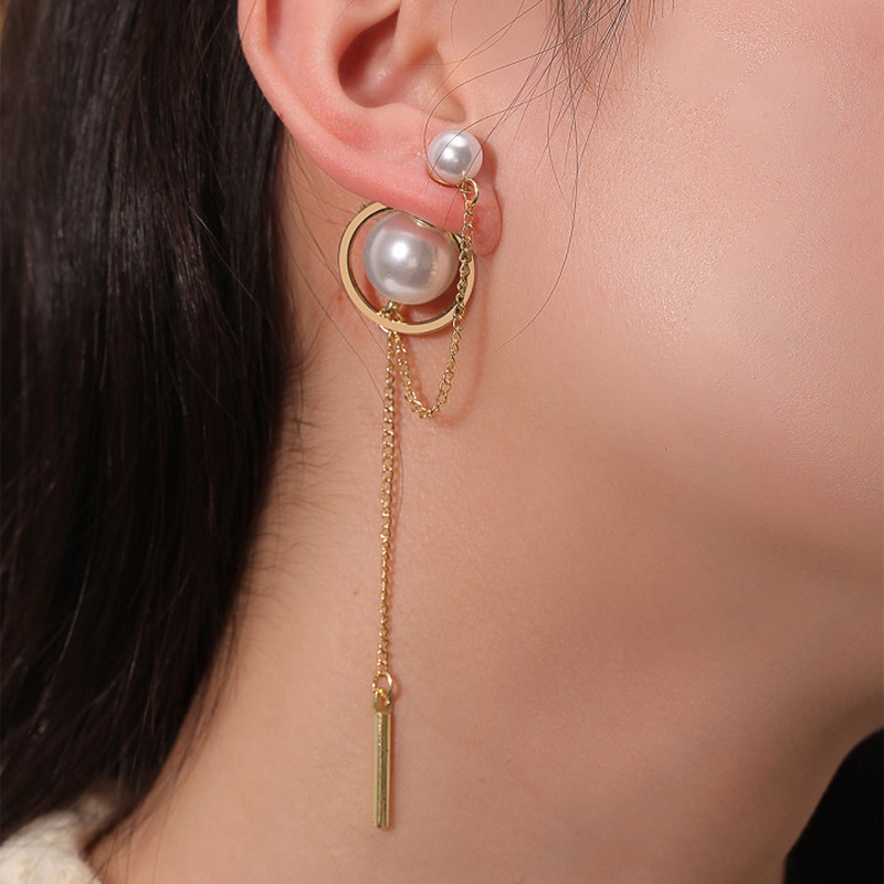 2022 New Fashion Elegant Pearl Long Tassel Alloy Earrings