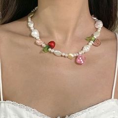 Cherry Strawberry Dice Multi-Element Pendant beaded Necklace
