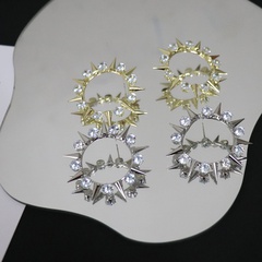 Exaggerated Shining rhinestone Zircon Asterism Rivet SUNFLOWER Earrings