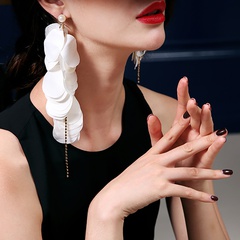 Personalized Beautiful Asymmetric Fabric Long Fringe Earrings Earrings