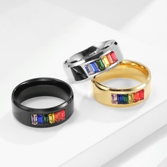 E-Commerce Titanium Steel Gay Lala Ring Rainbow Flag Gay Ring Couples Bracelet Factory Direct Sales