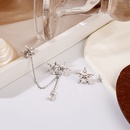 Fashion Simple Asymmetric Tassel  DiamondEmbedded Flower Alloy Earringspicture8