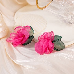 Fashion Simple Chiffon Flower Earrings Retro Cloth Earrings