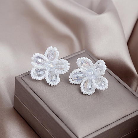 Pendientes de flores de cristal tridimensionales con cuentas simples a la moda's discount tags