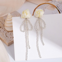 Fashion Simple Roses Bow Tassel Earrings Long Tassel Earrings