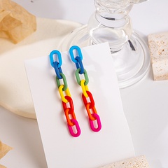 Fashion Simple Rainbow Chain Earrings Color Matching Tassel Earrings
