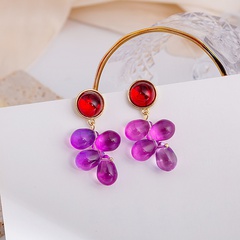 Fashion Retro Green Purple Crystal Grape Simple Alloy Earrings