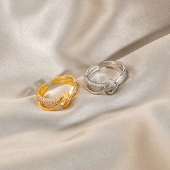 Fashion Simple Geometric Ring Zircon Cross Copper Ring