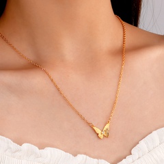 Ins Style Simple Zircon Butterfly Pendant Copper Clavicle Chain Necklace Accessories