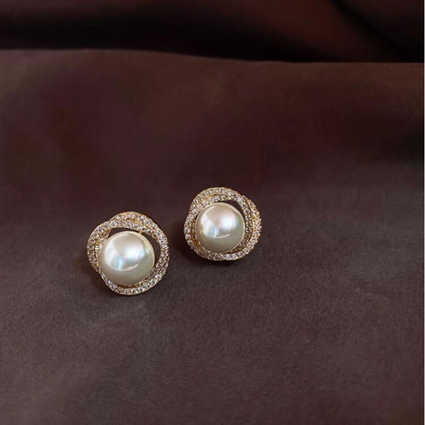 Nuevos pendientes de aro de aleación geométricos de perlas de espiral a la moda's discount tags