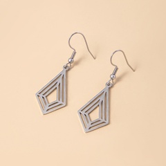 Fashion Geometric Stainless Steel Women Hollow Rhombus Glossy Earrings Jewelry