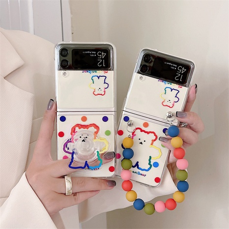 Mode Creative Mignon Polka Dot Ours Chaîne pour Samsung Galaxy Zflip3 Pliable Téléphone Cas's discount tags